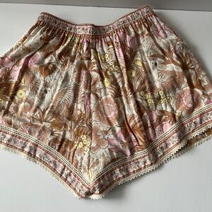 Spell Floral Boho Shorts in Cream, Pink & Brown